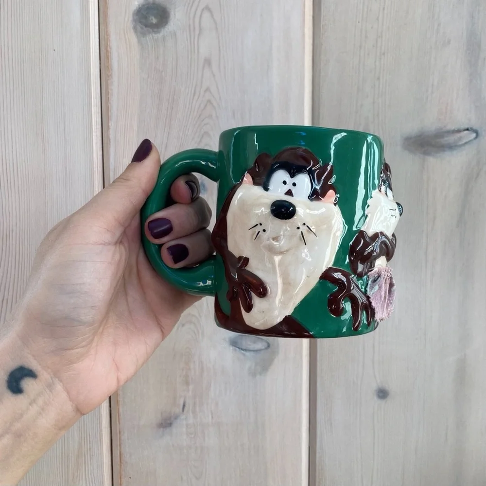 Tasmanian Devil Taz Looney Tunes Warner Bros Coffee and Tea Green Mug Cartoon